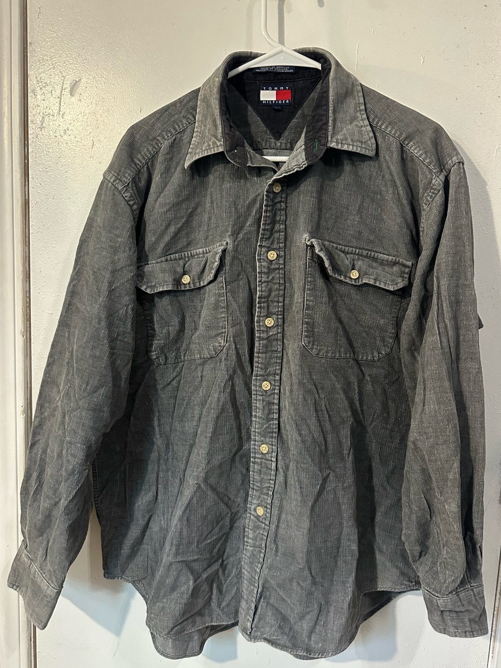 Tommy Hilfiger Washed Charcoal Button-Up Shirt Jacket
